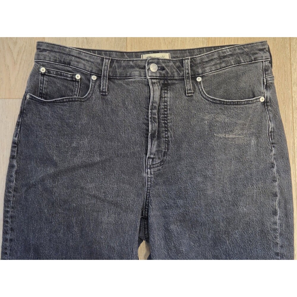 Madewell Curvy Perfect Vintage Straight Jeans Womens 32 Black High Rise Raw Hem - Picture 3 of 10